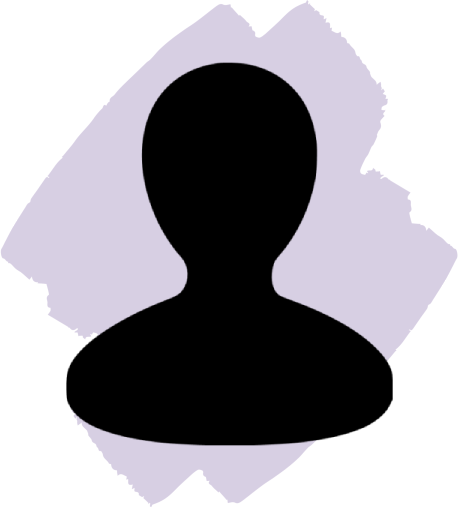 A black silhouette of a person with a purple background